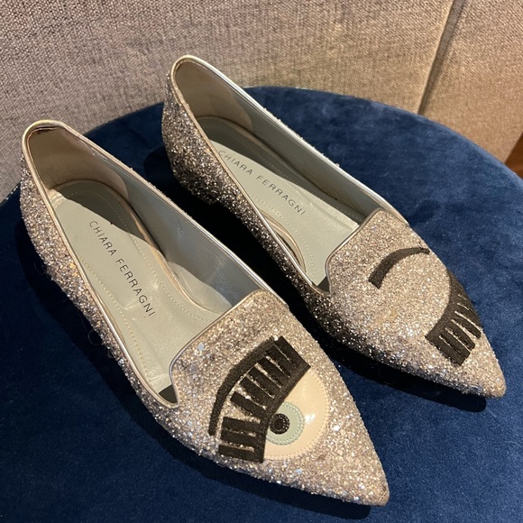 Chiara Ferragni Flirting Wink Glitter Flats size 36 - Picture 2 of 3